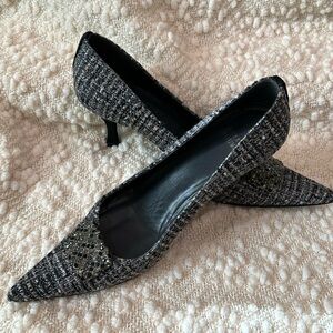 Stuart Weitzman tweed pumps. Size 10 with gorgeous embellishments. Suede heels